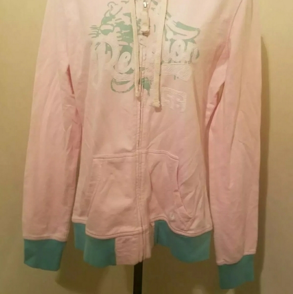 NWOT! Women Pink/Green True Religion Hoodie Size M - Picture 2 of 5